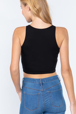 Halter Neck Crop Top - Black