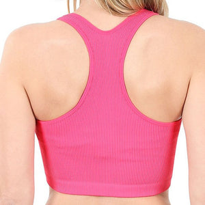 Zenana - Ribbed Racer Back Cropped Top