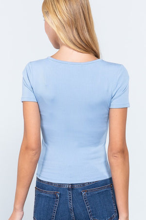 rib knit short sleeve top