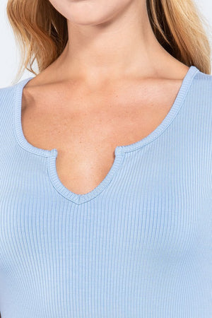 rib knit short sleeve top