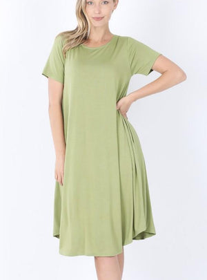 Zenana - Viscose Dress - Sage