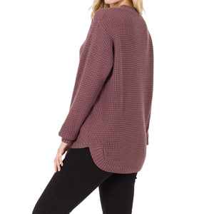 Zenana Waffle sweater long sleeved