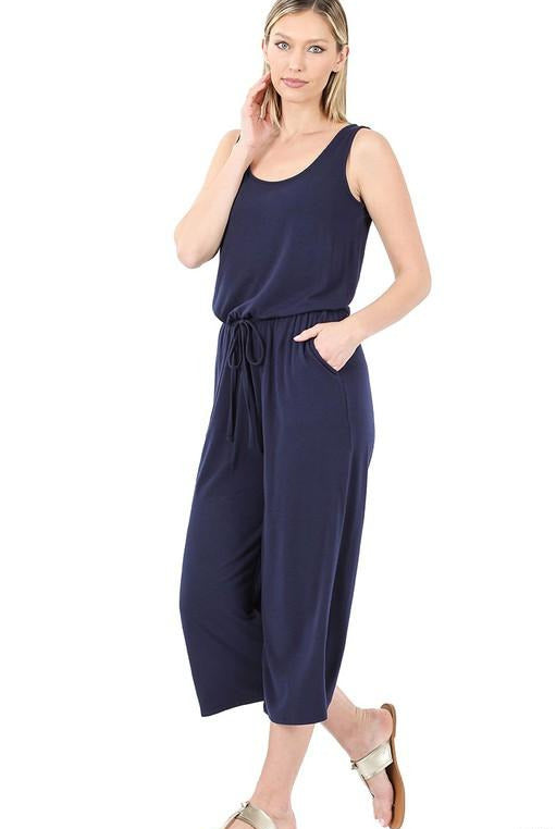 Zenana - sleeveless capri-length jumpsuit 