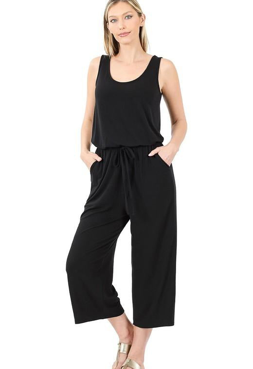 Zenana - sleeveless capri-length jumpsuit 