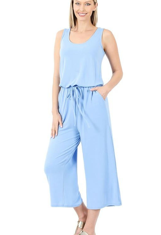 Zenana - sleeveless capri-length jumpsuit - Spring Blue - Ashanu