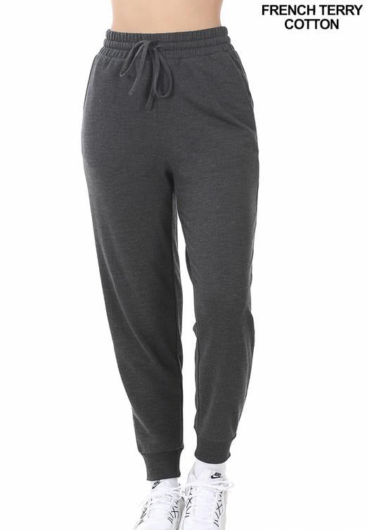 Zenana - French Terry Jogger Pants with Side Pockets