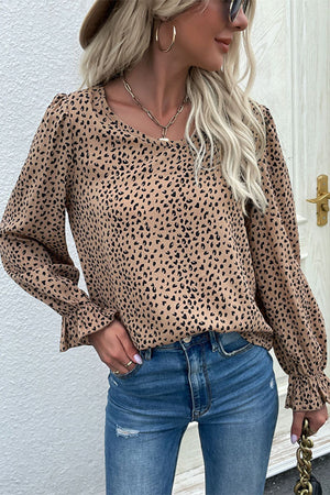 Leopard print, no stretch, long sleeve, V-Neck