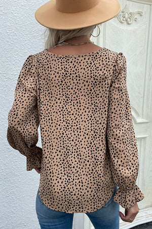 Leopard print, no stretch, long sleeve, V-Neck