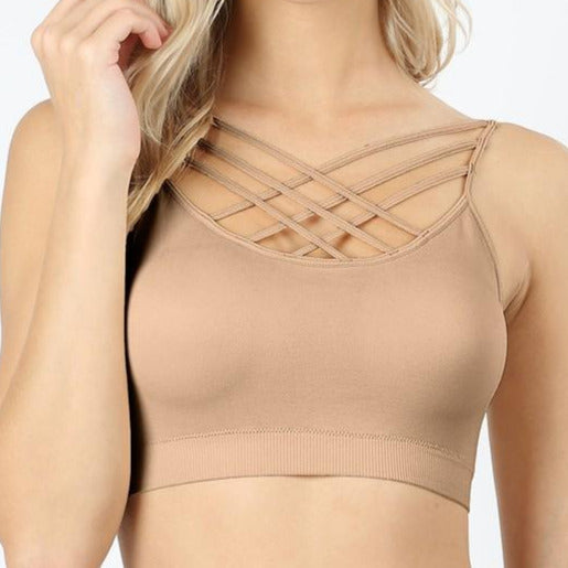 Zenana - Seamless triple criss-cross Bralette - Egg Shell