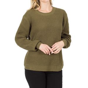 Zenana Waffle sweater long sleeved