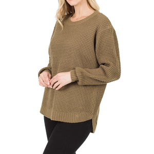 Zenana Waffle sweater long sleeved