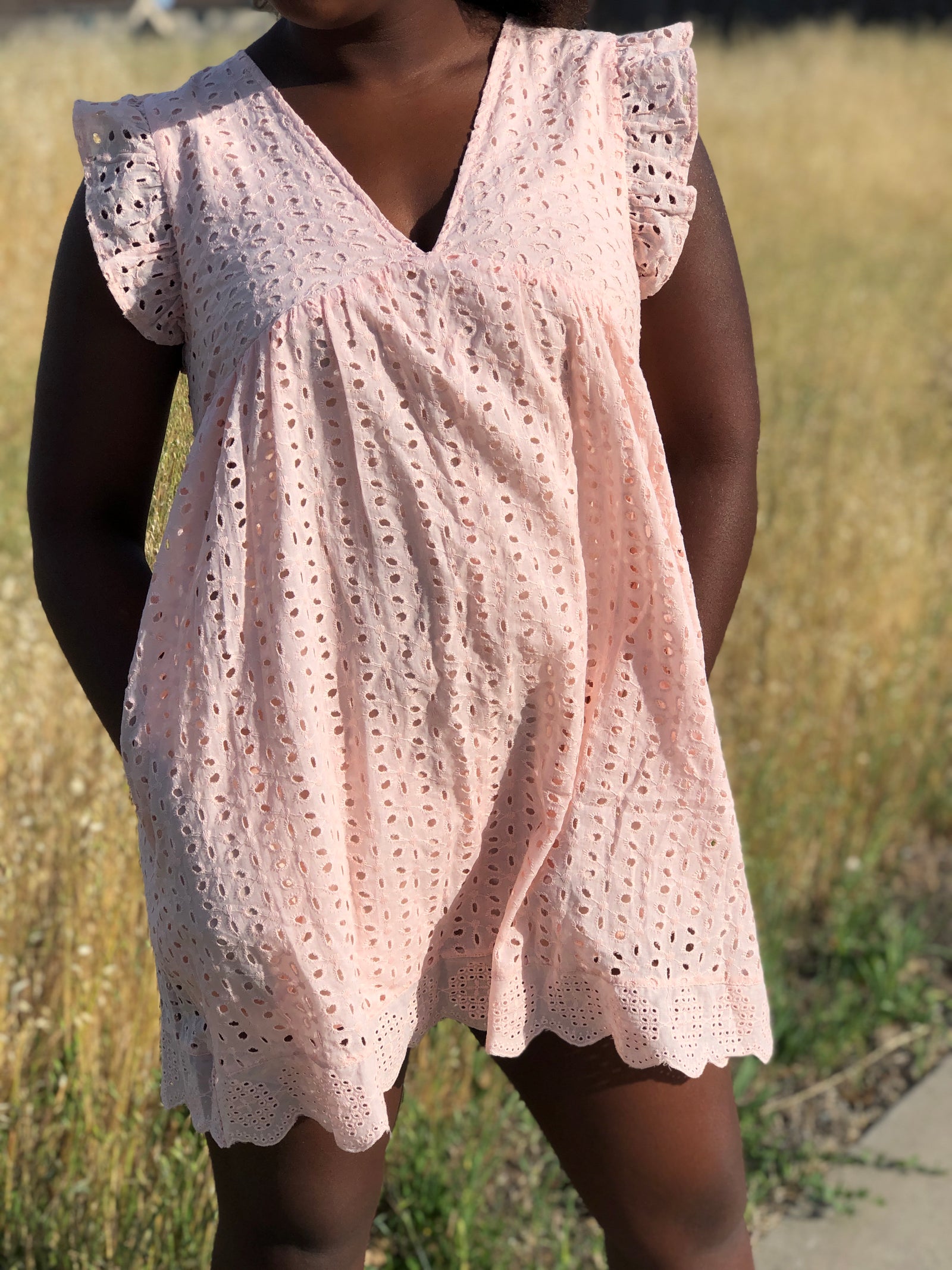 blush eyelet romper
